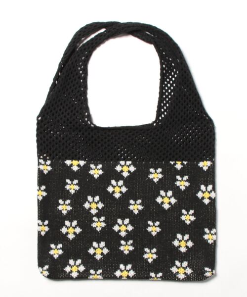 anap mimpi(アナップミンピ)の「フラワーデザイン切替ニットバッグ(トートバッグ・レディース・ブラック・FREE)」の11枚目の写真
