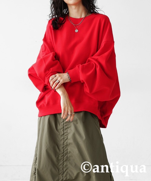 antiqua（アンティカ）の「綿100%裏毛ドルマントレーナー（スウェット・レディース・杢グレー/スミクロ/パープル/ブルー系その他/ブラック/グレイッシュベージュ/アイボリー/カーキ/レッド/イエロー系その他・FREE）」の10枚目の写真