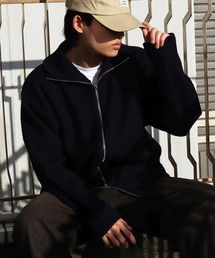 ラーベン畦オーバーサイズWZIPUPドライバーズニット