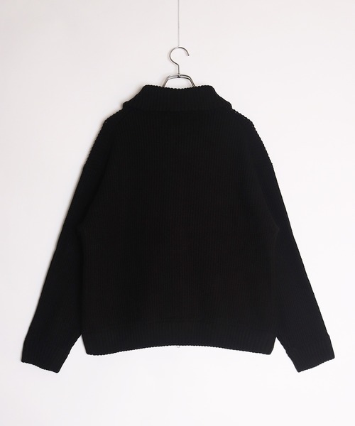 WESTSEA(ウエストシー)の「ラーベン畦オーバーサイズWZIPUPドライバーズニット(ニット/セーター・メンズ・ブラック/ホワイト系その他/ネイビー・L/M)」の8枚目の写真