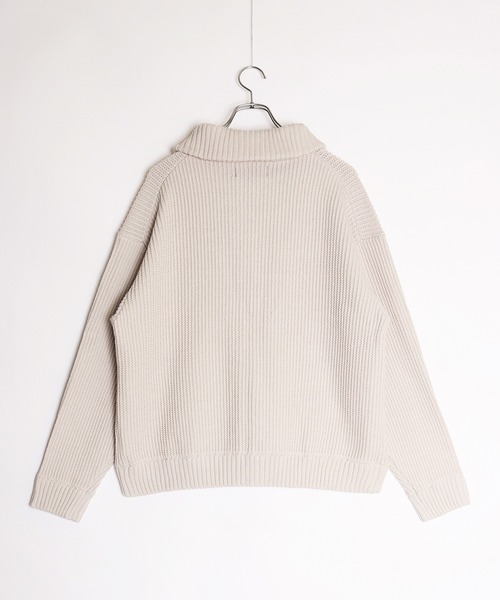 WESTSEA(ウエストシー)の「ラーベン畦オーバーサイズWZIPUPドライバーズニット(ニット/セーター・メンズ・ブラック/ホワイト系その他/ネイビー・L/M)」の5枚目の写真