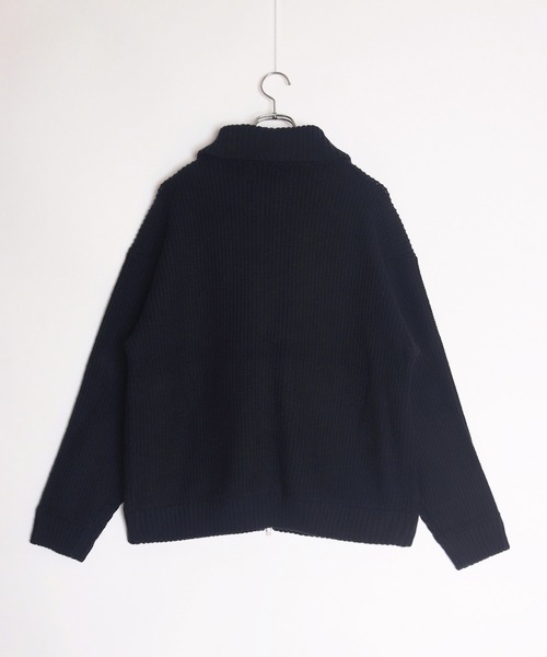 WESTSEA(ウエストシー)の「ラーベン畦オーバーサイズWZIPUPドライバーズニット(ニット/セーター・メンズ・ブラック/ホワイト系その他/ネイビー・L/M)」の10枚目の写真