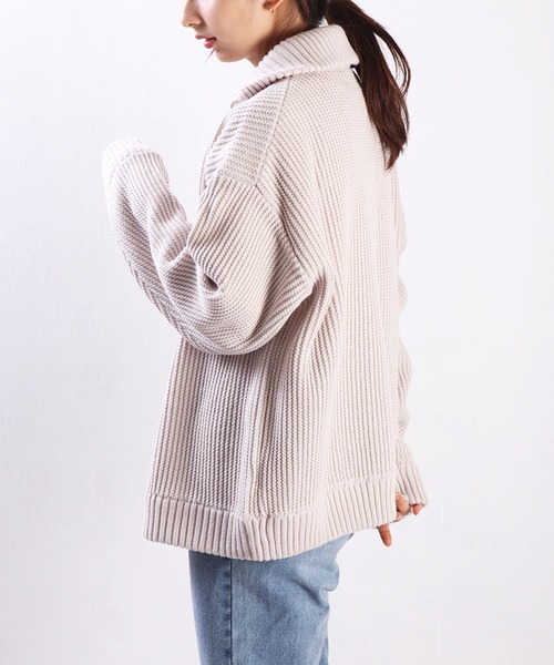WESTSEA(ウエストシー)の「ラーベン畦オーバーサイズWZIPUPドライバーズニット(ニット/セーター・メンズ・ブラック/ホワイト系その他/ネイビー・L/M)」の12枚目の写真