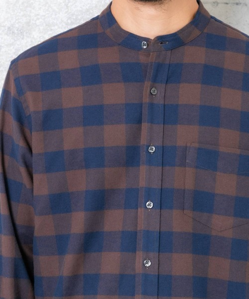 URBAN RESEARCH ROSSO MEN(アーバンリサーチロッソメン)の「『抗菌/防臭』『XXLサイズあり』ハイパフォーマンスフランネルバンドカラーシャツ(シャツ/ブラウス・メンズ・ブラック/ネイビー/ブラウン系その他/グレー/ボルドー/ブルー系その他/アイボリー/グレー系その他/カーキ・LARGE/MEDIUM/SMALL/XX-LARGE/X-LARGE)」の11枚目の写真