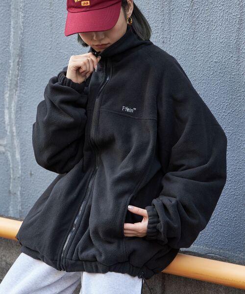 FFEIN(フェイン)の「【FFEIN(フェイン)】2Way リバーシブルスタンドネックブルゾン / フリース ナイロン ドローコード(ナイロンジャケット・メンズ・ブラック/ライトグレー/ネイビー・SMALL/MEDIUM/LARGE)」の4枚目の写真