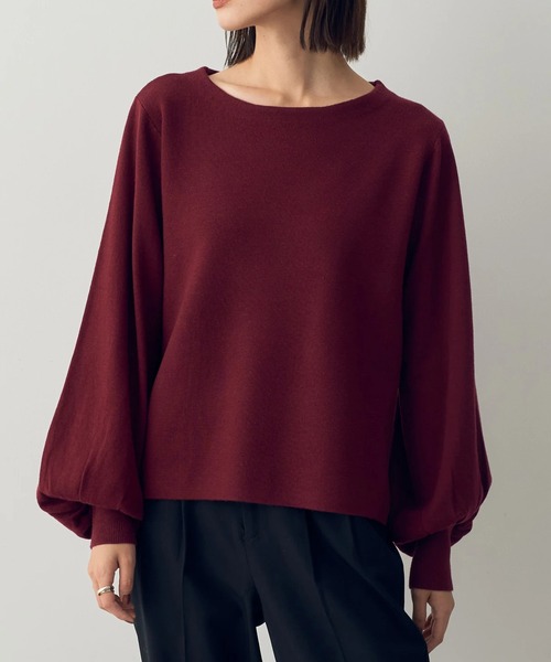 YECCA VECCA（イェッカヴェッカ）の「ボリューム袖ニット（ニット/セーター・レディース・グレイッシュベージュ/ブラック/ボルドー/アイボリー・FREE）」の4枚目の写真