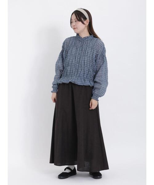 Samansa Mos2（サマンサ モスモス）の「シャーリングブラウス（シャツ/ブラウス・レディース・キナリ/チャコールグレー/ブルー/マスタード・F）」の7枚目の写真