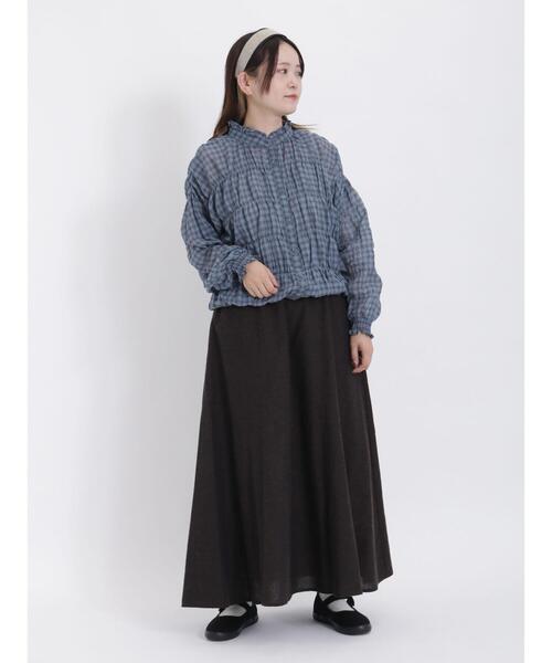 Samansa Mos2（サマンサ モスモス）の「シャーリングブラウス（シャツ/ブラウス・レディース・キナリ/チャコールグレー/ブルー/マスタード・F）」の8枚目の写真