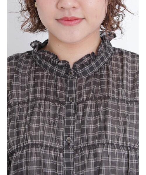 Samansa Mos2（サマンサ モスモス）の「シャーリングブラウス（シャツ/ブラウス・レディース・キナリ/チャコールグレー/ブルー/マスタード・F）」の20枚目の写真
