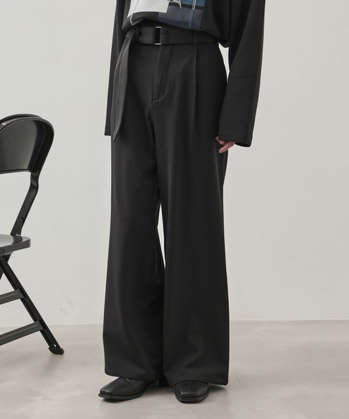 JUNRED（ジュンレッド）の「ベルテッドワイドフレアパンツ（その他パンツ・メンズ・ベージュ系その他/ブラック・L/M/S）」の3枚目の写真