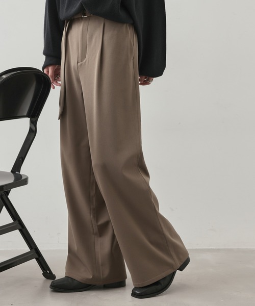 JUNRED（ジュンレッド）の「ベルテッドワイドフレアパンツ（その他パンツ・メンズ・ベージュ系その他/ブラック・L/M/S）」の5枚目の写真
