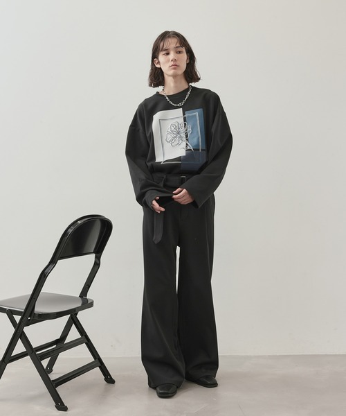 JUNRED（ジュンレッド）の「ベルテッドワイドフレアパンツ（その他パンツ・メンズ・ベージュ系その他/ブラック・L/M/S）」の8枚目の写真