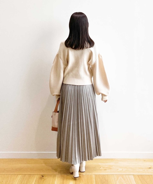 OPAQUE.CLIP（オペークドットクリップ）の「◆ハイネックボリュームスリーブリブニット【洗濯機洗い可】（ニット/セーター・レディース・ブラック/ライトベージュ/ライトオレンジ系・38/36/40）」の19枚目の写真