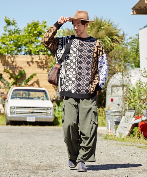 チャイハネ（チャイハネ）の「【チャイハネ】ウムトMEN'Sニットプルオーバー（ニット/セーター・メンズ・ブラック/オレンジ/グリーン・FREE）」の8枚目の写真