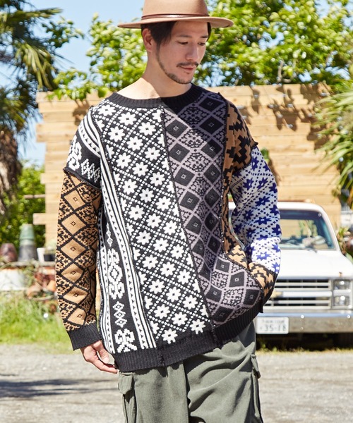 チャイハネ（チャイハネ）の「【チャイハネ】ウムトMEN'Sニットプルオーバー（ニット/セーター・メンズ・ブラック/オレンジ/グリーン・FREE）」の12枚目の写真