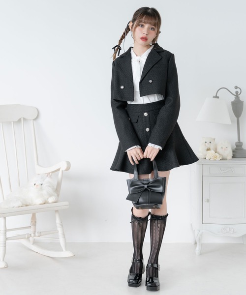 DearMyLoveRose(ディアマイラブローズ)の「ツイードショートジャケット(その他アウター・レディース・ホワイト/ブラック・LARGE/MEDIUM/X-LARGE/XX-LARGE)」の3枚目の写真