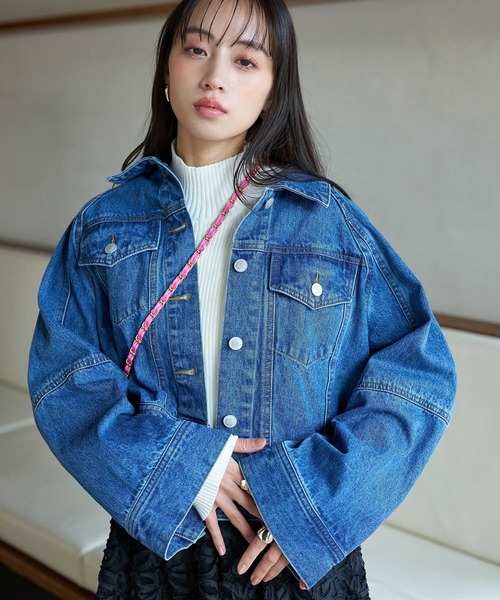 VIS（ビス）の「ワイドスリーブショートデニムジャケット（デニムジャケット・レディース・ブルー系その他6/ホワイト系その他5・FREE）」の3枚目の写真