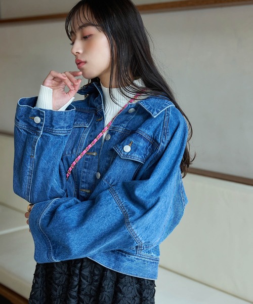 VIS（ビス）の「ワイドスリーブショートデニムジャケット（デニムジャケット・レディース・ブルー系その他6/ホワイト系その他5・FREE）」の4枚目の写真