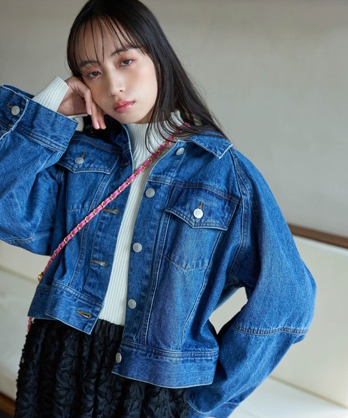 VIS（ビス）の「ワイドスリーブショートデニムジャケット（デニムジャケット・レディース・ブルー系その他6/ホワイト系その他5・FREE）」の5枚目の写真