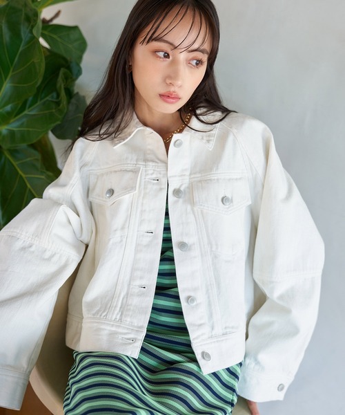 VIS（ビス）の「ワイドスリーブショートデニムジャケット（デニムジャケット・レディース・ブルー系その他6/ホワイト系その他5・FREE）」の7枚目の写真