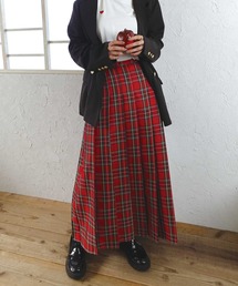 チェックロングプリーツスカート