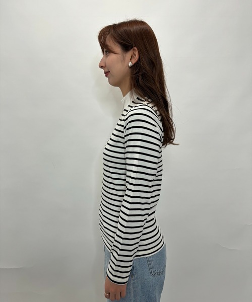 Alite cloth(アリーテクロス)の「ハイネックボーダーロンT(Tシャツ/カットソー・レディース・レッド/グリーン/ブルー/ホワイト/ブラック/ブラック系その他/ホワイト系その他・L/XL/M)」の9枚目の写真