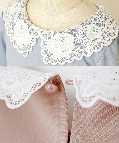 Catherine Cottage（キャサリンコテージ）の「レース襟チュールスカートワンピース 長袖（ワンピース・キッズ・ベージュ/ネイビー/ブラック/ライラック/サックスブルー/ピンク・100/130/120/110）」の21枚目の写真