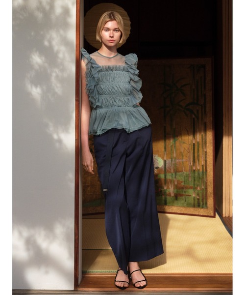 FRAY I.D(フレイアイディー)の「【00サイズあり】ベルト付きハイウエストワイドパンツ(スラックス・レディース・アイボリー/グリーン/ネイビー・1/0/00)」の3枚目の写真