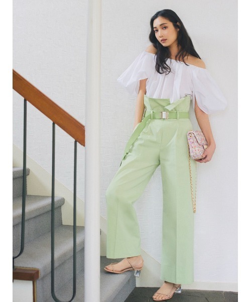 FRAY I.D(フレイアイディー)の「【00サイズあり】ベルト付きハイウエストワイドパンツ(スラックス・レディース・アイボリー/グリーン/ネイビー・1/0/00)」の2枚目の写真