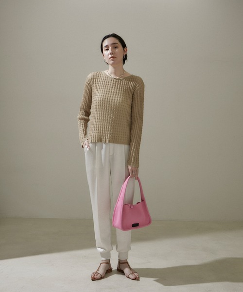 SALON adam et rope'（サロン アダム エ ロペ）の「【WEB限定】変形リブシアーニットプルオーバー【セットアップ対応】（ニット/セーター・レディース・グレー/ベージュ/レッド系その他/ネイビー・FREE）」の22枚目の写真