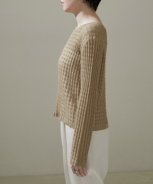 SALON adam et rope'（サロン アダム エ ロペ）の「【WEB限定】変形リブシアーニットプルオーバー【セットアップ対応】（ニット/セーター・レディース・グレー/ベージュ/レッド系その他/ネイビー・FREE）」の10枚目の写真