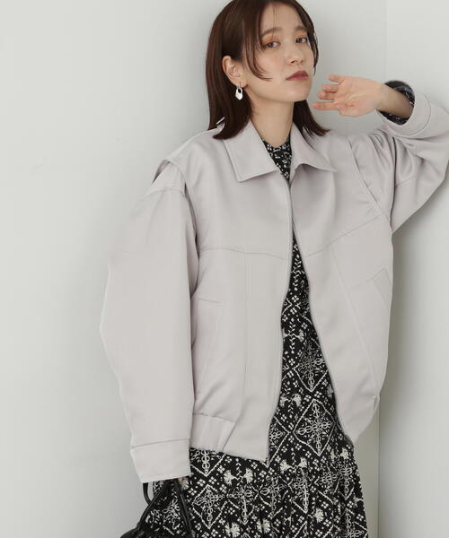 N.(N. Natural Beauty Basic)(エヌエヌナチュラルビューティーベーシック)の「◆ステッチデザインショートブルゾン(ブルゾン・レディース・ブラック/ライトグレー・MEDIUM)」の17枚目の写真