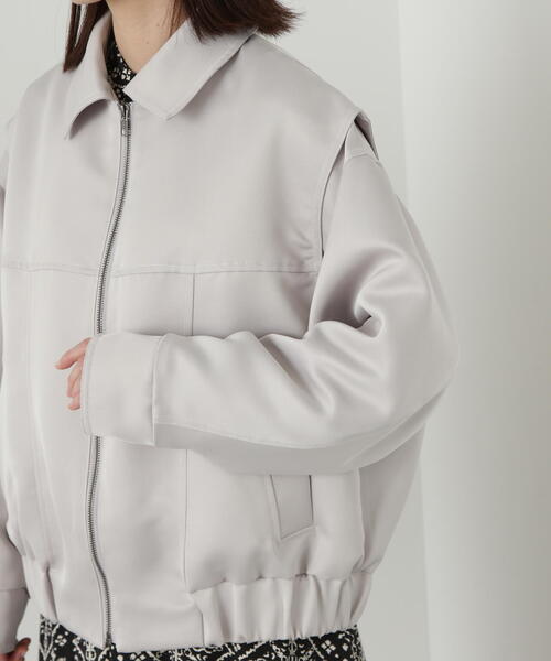 N.(N. Natural Beauty Basic)(エヌエヌナチュラルビューティーベーシック)の「◆ステッチデザインショートブルゾン(ブルゾン・レディース・ブラック/ライトグレー・MEDIUM)」の6枚目の写真