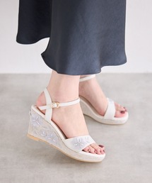 JELLY BEANS | フラワー刺繍ウエッジストラップサンダル(204-32958)JELLY BEANS(ジェリービーンズ)(サンダル)