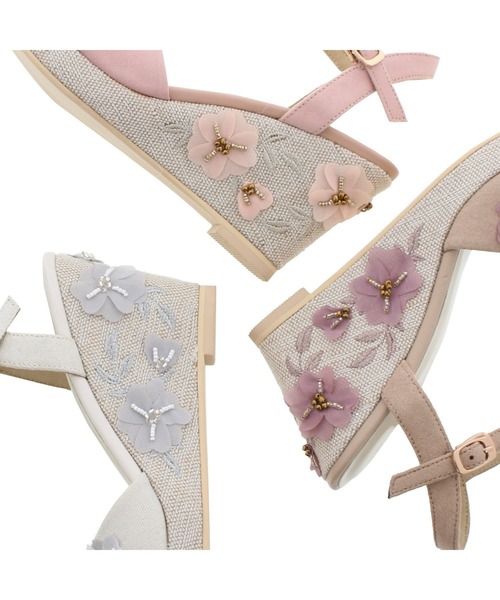 JELLY BEANS（ジェリービーンズ）の「フラワー刺繍ウエッジストラップサンダル(204-32958)JELLY BEANS(ジェリービーンズ)（サンダル・レディース・ピンク/ホワイト/ベージュ・L/M/S）」の7枚目の写真