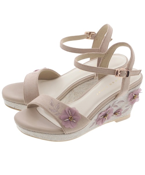 JELLY BEANS（ジェリービーンズ）の「フラワー刺繍ウエッジストラップサンダル(204-32958)JELLY BEANS(ジェリービーンズ)（サンダル・レディース・ピンク/ホワイト/ベージュ・L/M/S）」の16枚目の写真