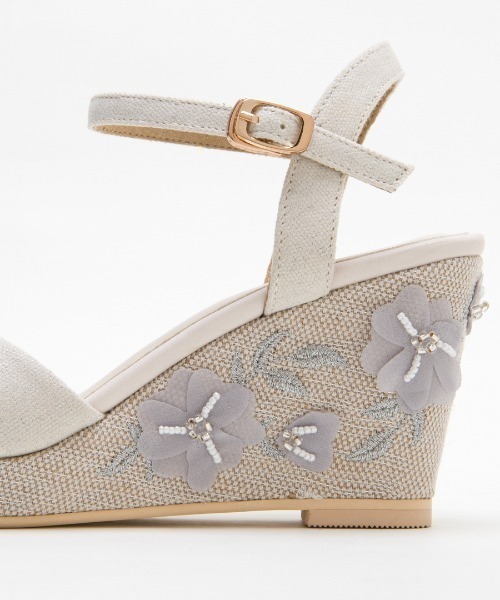 JELLY BEANS（ジェリービーンズ）の「フラワー刺繍ウエッジストラップサンダル(204-32958)JELLY BEANS(ジェリービーンズ)（サンダル・レディース・ピンク/ホワイト/ベージュ・L/M/S）」の11枚目の写真