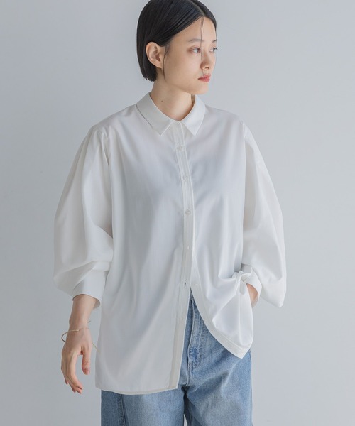 A part by（アパートバイ）の「ソデコンシャスレギュラーシャツ（シャツ/ブラウス・レディース・ライトブルー/オフホワイト/ブラウン系その他2・FREE）」の8枚目の写真