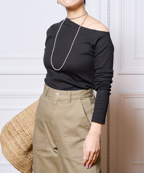 IENA LA BOUCLE コンパクトベアワンショルカットソー（Tシャツ