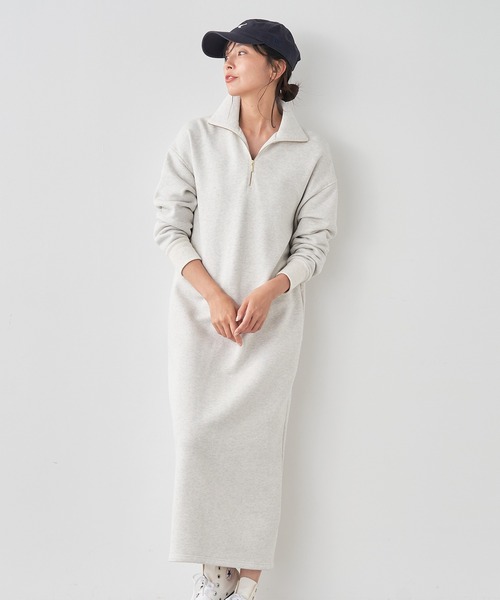 マイカアンドディール　ハーフジップアップ裏毛スウェットワンピース MICA&DEAL（マイカ＆ディール）の「ハーフジップアップ裏毛スウェット