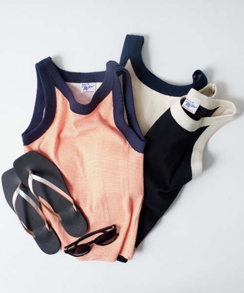 MILLER（ミラー）の「【CanCam 8月号掲載】[MILLER/ミラー] 別注 配色パネルリブ アメリカンスリーブタンクトップ(カップ付き)（タンクトップ・レディース・ブラック系/イエロー/オレンジ/アイボリー/ブラック/ブルー・F）」の8枚目の写真