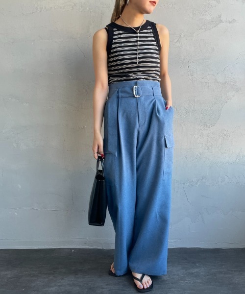 MILLER（ミラー）の「【CanCam 8月号掲載】[MILLER/ミラー] 別注 配色パネルリブ アメリカンスリーブタンクトップ(カップ付き)（タンクトップ・レディース・ブラック系/イエロー/オレンジ/アイボリー/ブラック/ブルー・F）」の20枚目の写真