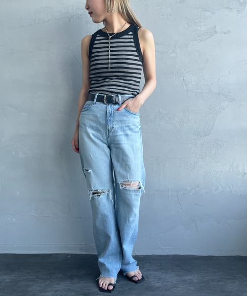 MILLER（ミラー）の「【CanCam 8月号掲載】[MILLER/ミラー] 別注 配色パネルリブ アメリカンスリーブタンクトップ(カップ付き)（タンクトップ・レディース・ブラック系/イエロー/オレンジ/アイボリー/ブラック/ブルー・F）」の22枚目の写真