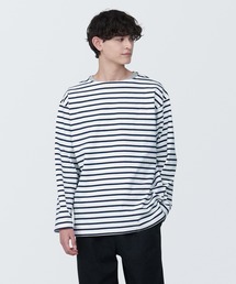 紳士　洗いざらし太番手ボートネック九分袖Ｔシャツ
