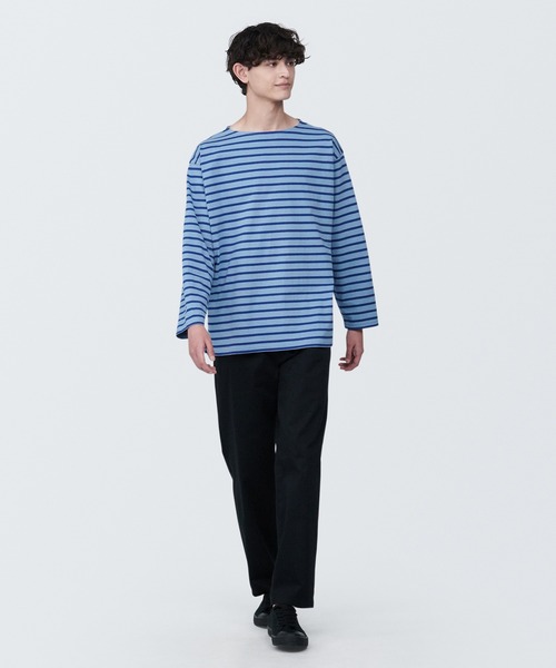 セール】紳士 洗いざらし太番手ボートネック九分袖Tシャツ（Tシャツ