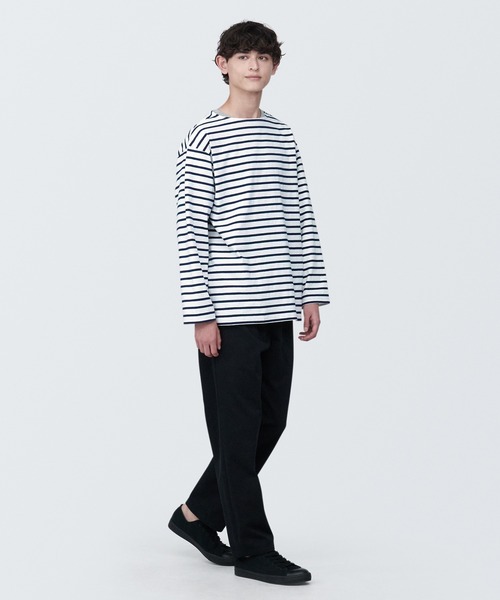 無印良品（ムジルシリョウヒン）の「紳士　洗いざらし太番手ボートネック九分袖Ｔシャツ（Tシャツ/カットソー・メンズ・ベージュ系その他3/ブラック系2/ネイビー系1/ブルー系その他6・S/XL/L/M）」の9枚目の写真