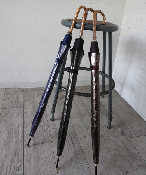 Port（ポート）の「【 Port / ポート 】 バンブー カラー ビニール 雨傘 / ジャンプ式 （ 58cm ）（長傘・レディース・ネイビー/ブラック/ブラウン・FREE）」の2枚目の写真