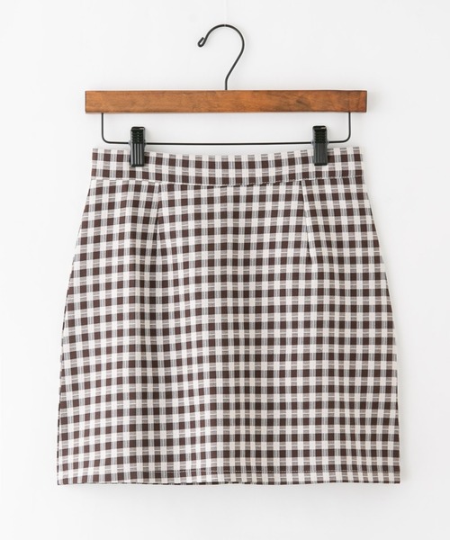 bounDary（バウンダリー）の「【bounDary/バウンダリー】　ギンガムチェックミニスカート（スカート・レディース・ベージュ/ダークブラウン・LARGE/MEDIUM）」の16枚目の写真