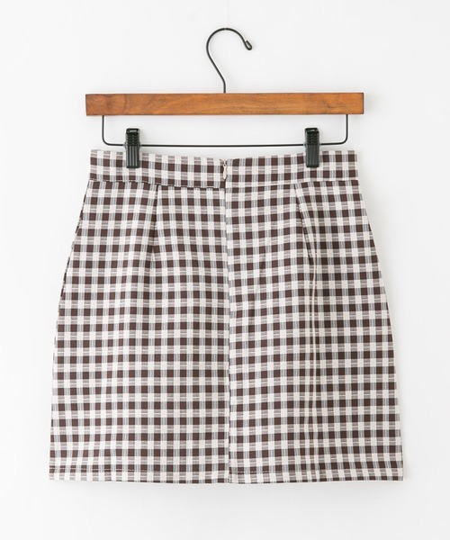 bounDary（バウンダリー）の「【bounDary/バウンダリー】　ギンガムチェックミニスカート（スカート・レディース・ベージュ/ダークブラウン・LARGE/MEDIUM）」の6枚目の写真