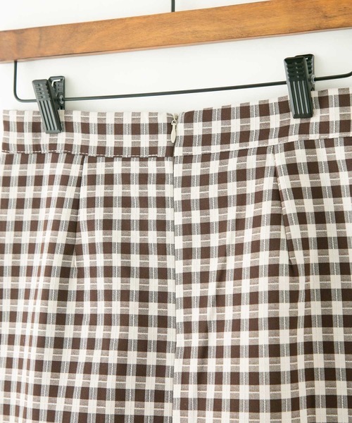 bounDary（バウンダリー）の「【bounDary/バウンダリー】　ギンガムチェックミニスカート（スカート・レディース・ベージュ/ダークブラウン・LARGE/MEDIUM）」の4枚目の写真